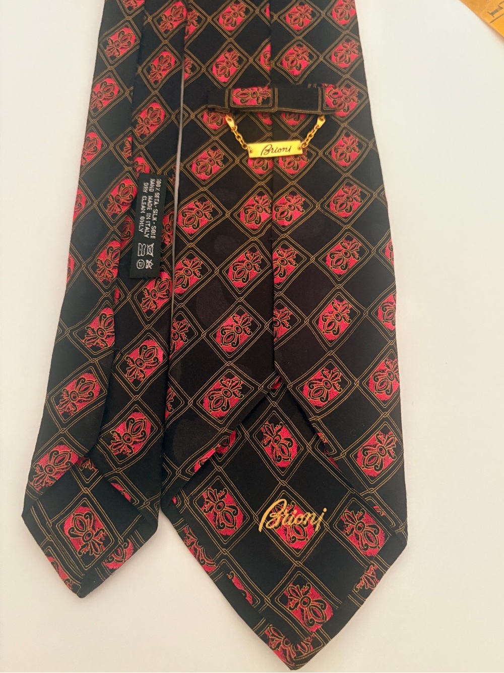 Brioni Men’s Multicolor Geometric Design 100% Silk Necktie Hand Made in Italy